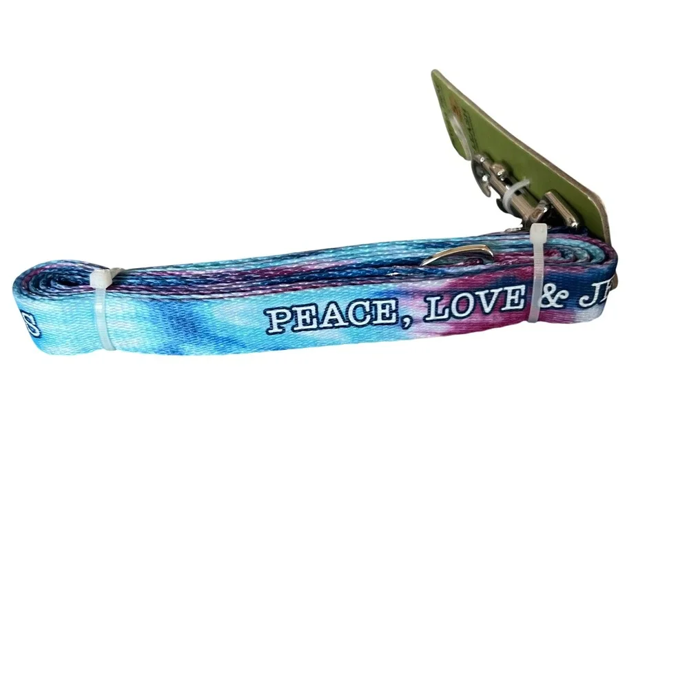 Kerusso Paws & Pray‎ 5Ft Pet Leash Peace Love Jesus w Loop Handle Tie Dyed NWT